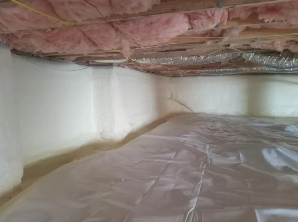 Crawl space encapsulation with closed-cell spray foam for Roof Maintenance in Hampton